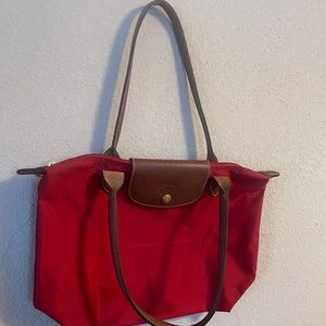 Red Longchamp Canvas Tote
